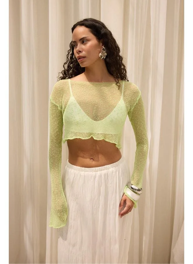 Bohemai Yenka Basic Thin Green Knit Crop