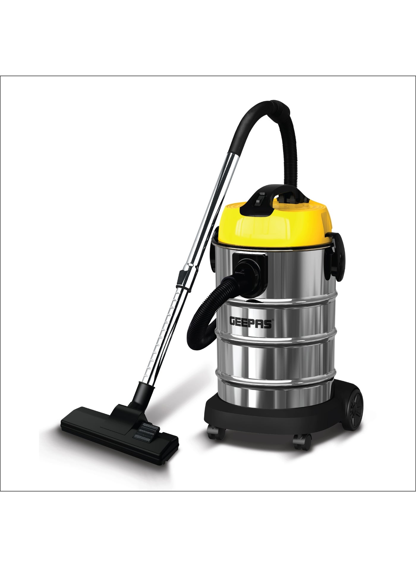 Wet and Dry Vacuum Cleaner 2200 W | 30 L Dust Bag Capacity, Metal Telescopic Tube Powerful Suction and Blower Function | Includes Cloth Filter, Crevice and Carpet Nozzle, Foam Filter, Flexi-Hose, Floor Head | Perfect for Home, Office, Apartments | GVC19020 Silver & Yellow 30 L 2200 W GVC19020 Silver & Yellow