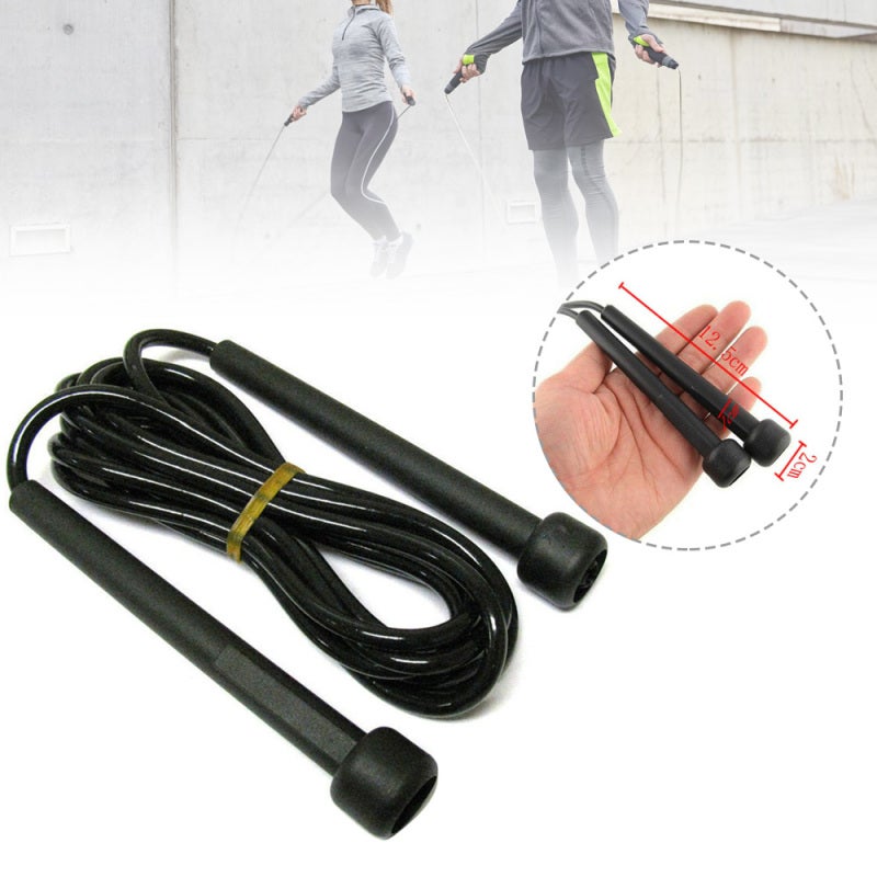 Speed Jump Rope: Black Lightweight Attractive Design - Flexible Plastic Tubing High Durability Handles for Adults and Children - Image 3
