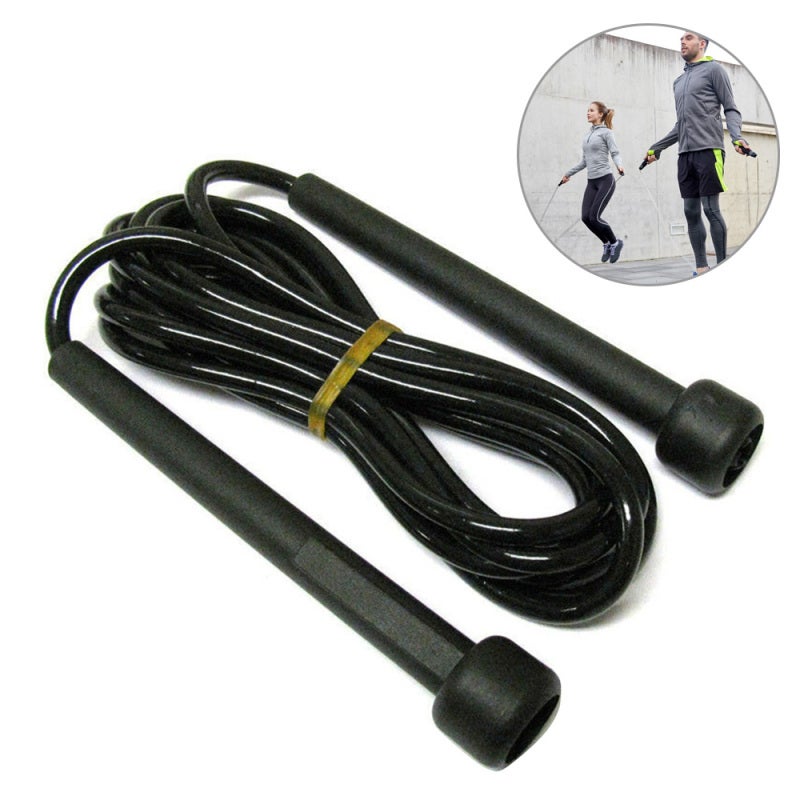 Speed Jump Rope: Black Lightweight Attractive Design - Flexible Plastic Tubing High Durability Handles for Adults and Children - Image 2