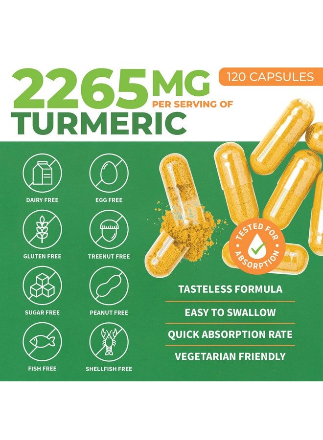 ForestLeaf مكمل الكركم العضوي بقوة إضافية 2265 ملغ - مكمل الكركم الكركمين مع بيوبيرين الفلفل الأسود - مكملات الكركم والزنجبيل، 95% كركومينويد، يدعم صحة المناعة والمفاصل، 120 كبسولة - Image 2