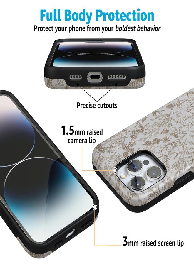 Casely iPhone 16 Pro Case | Beige Garden | Neutral Floral | Ultra-Protective Bold Case Design | Compatible with MagSafe - Image 2
