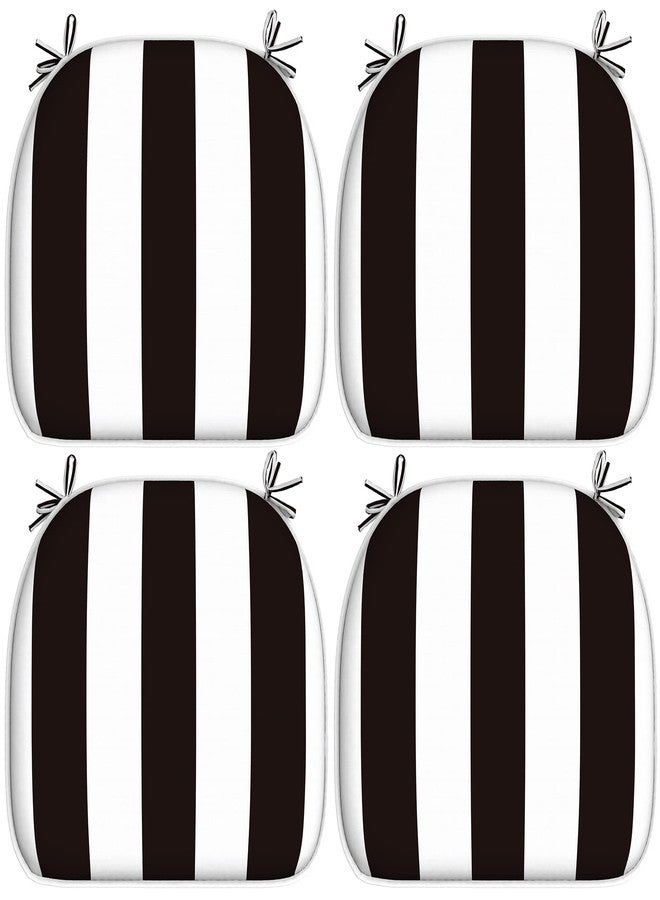 LVTXIII Outdoor Chair Cushions Set of 4, Patio Seat Cushions D16xW17 Inch with Ties for Patio Furniture Chairs Home Garden Use, Cabana Black - Image 1