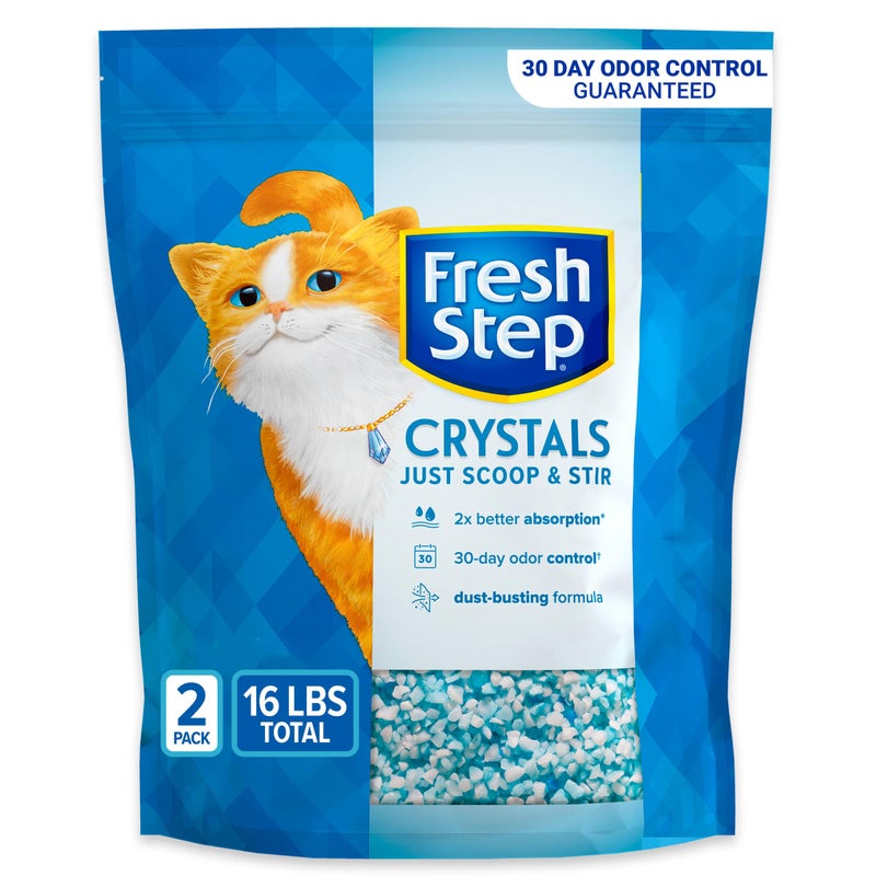 Fresh Step Crystals, Premium Cat Litter, Scented, 8 Pounds, Pack of 2 (Package May Vary) - Image 1