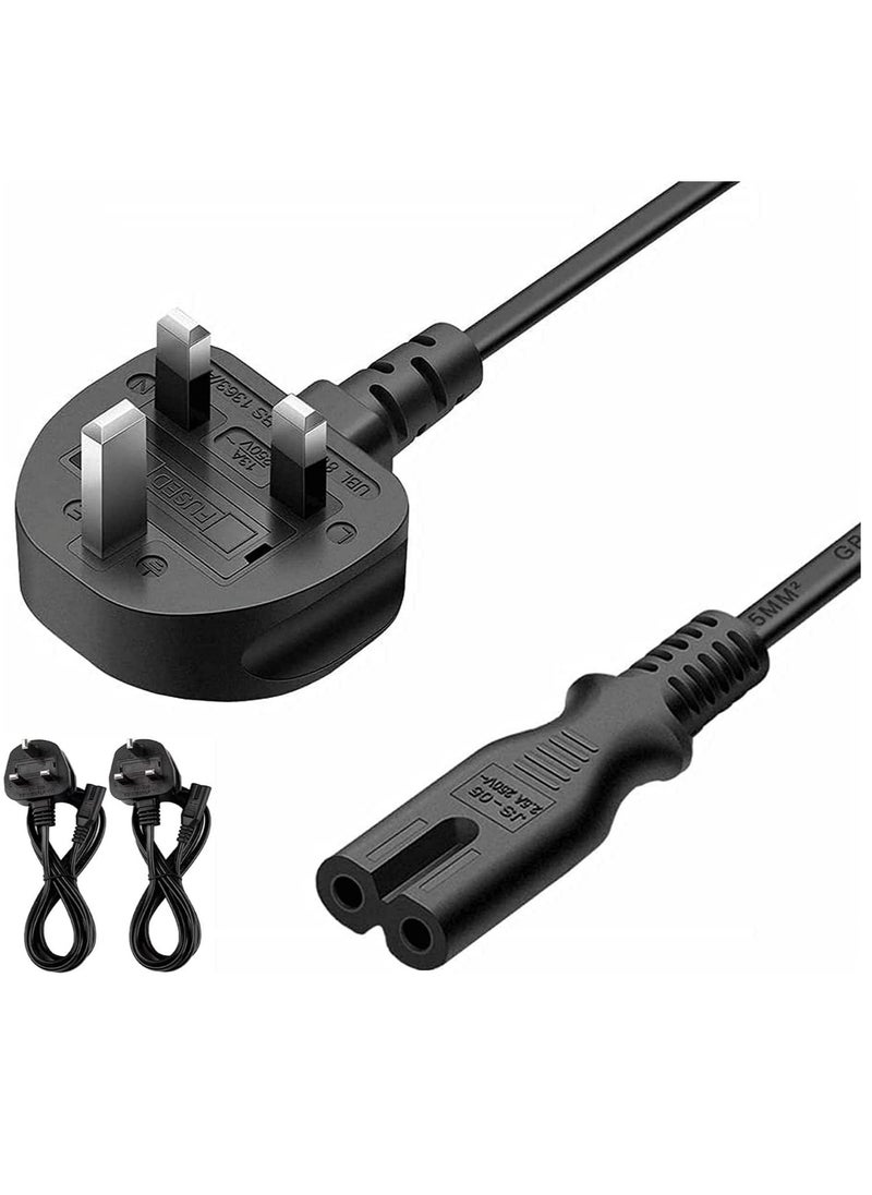 RDN - 2Pcs 1.5M Power Cable 3 Pin IEC C7 UK Mains Plug To Figure 8 Connector Socket Power Cord Leads For Samsung LG TCL Sony TV PS5 PS4 PS3 PC Monitors Computer Printer Camera Home Audio - Image 1