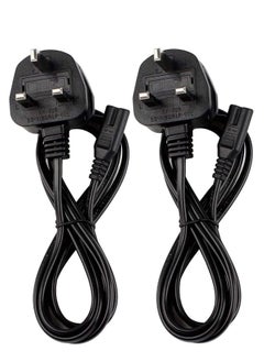 2Pcs 1.5M Power Cable 3 Pin IEC C7 UK Mains Plug To Figure 8 Connector Socket Power Cord Leads For Samsung LG TCL Sony TV PS5 PS4 PS3 PC Monitors Computer Printer Camera Home Audio
