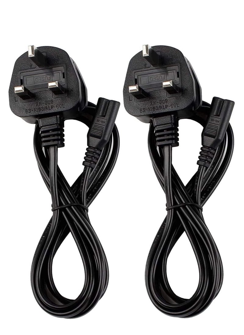 RDN - 2Pcs 1.5M Power Cable 3 Pin IEC C7 UK Mains Plug To Figure 8 Connector Socket Power Cord Leads For Samsung LG TCL Sony TV PS5 PS4 PS3 PC Monitors Computer Printer Camera Home Audio - Image 1