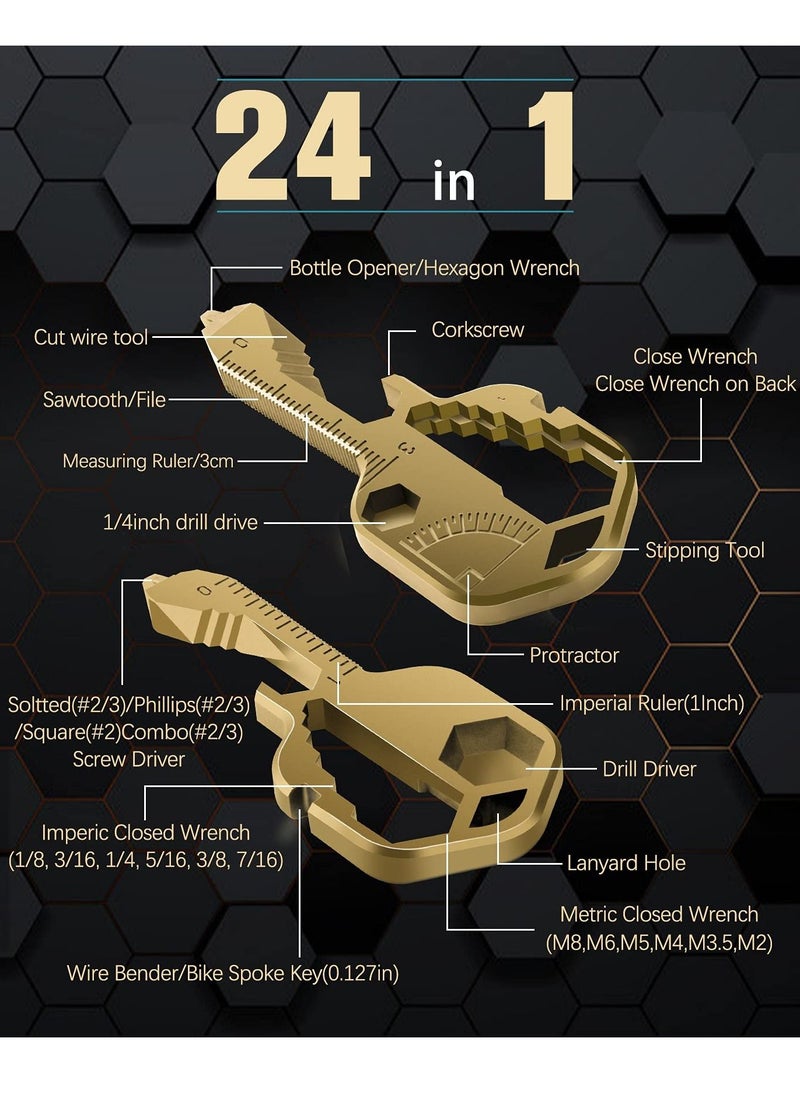 Excefore - Multifunction Tool, Keychain Multitool, 24 in 1 Key Tool, Portable Key Shaped Pocket Tools, Hand Tools Repair Gadgets Ruler, Bottle Opener, Drill Drive, Screwdriver, Hex Wrench - Image 1