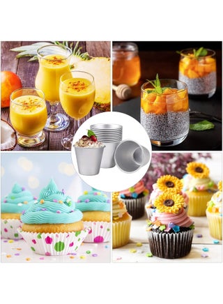 10 Pack Pudding Mould,Aluminum Baking Cups Cake Mold Nonstick Egg Tart Moulds Panna Cotta Mould Individual Dariole Moulds Muffin Tins Mini Cupcake Mould Ideal for Kitchen DIY - view 3