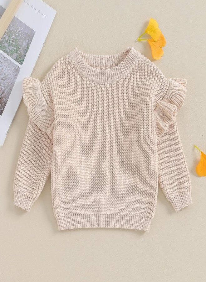 MERSARIPHY Infant Baby Girl Sweater Baby Pullover Sweater Toddler Girl Knit Sweatshirt Fall Winter Clothes (Beige, 9-12 Months) - Image 3