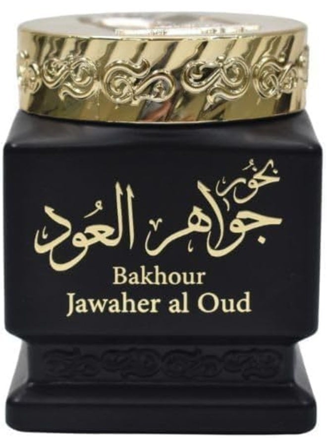 بخور جواهر العود الفاخر، بخور صلب ، رائحة العود الشرقية، 30 جرام، عبوة سوداء وذهبية - Image 1