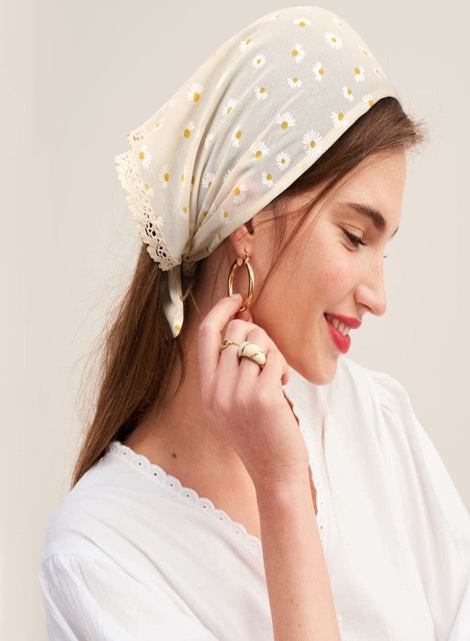 Molans Headband, Chiffon Scarf Headbands - Floral Hair Kerchief Print Hair Scarves for Women, Lace Edging, Adjustable Size, Soft Material - Image 3