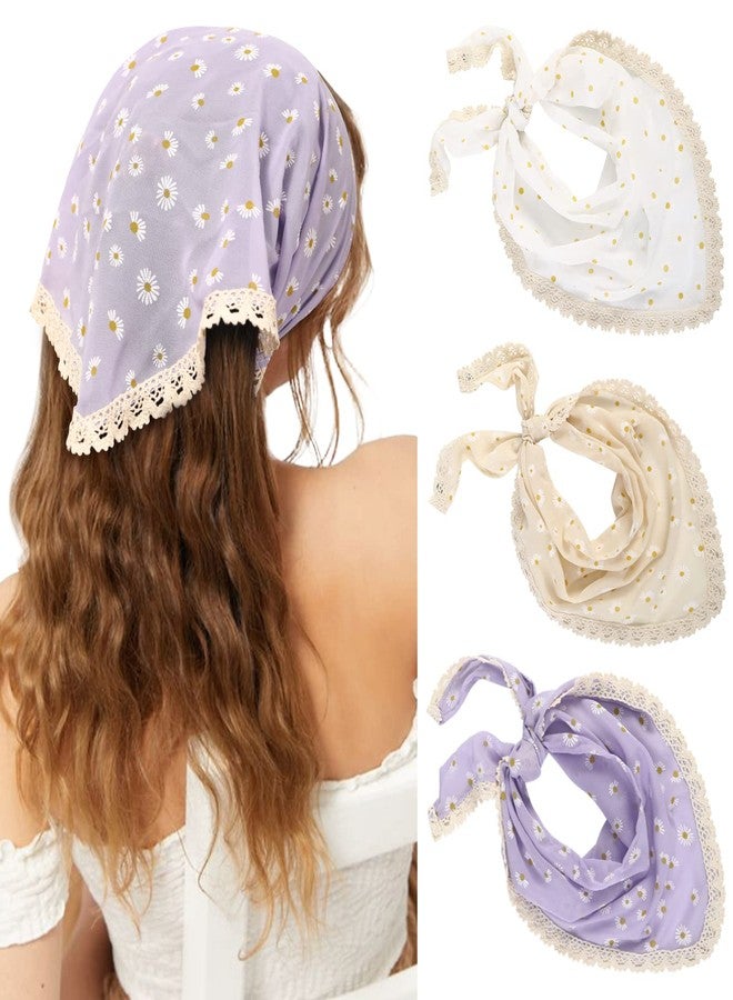 Molans Headband, Chiffon Scarf Headbands - Floral Hair Kerchief Print Hair Scarves for Women, Lace Edging, Adjustable Size, Soft Material - Image 1