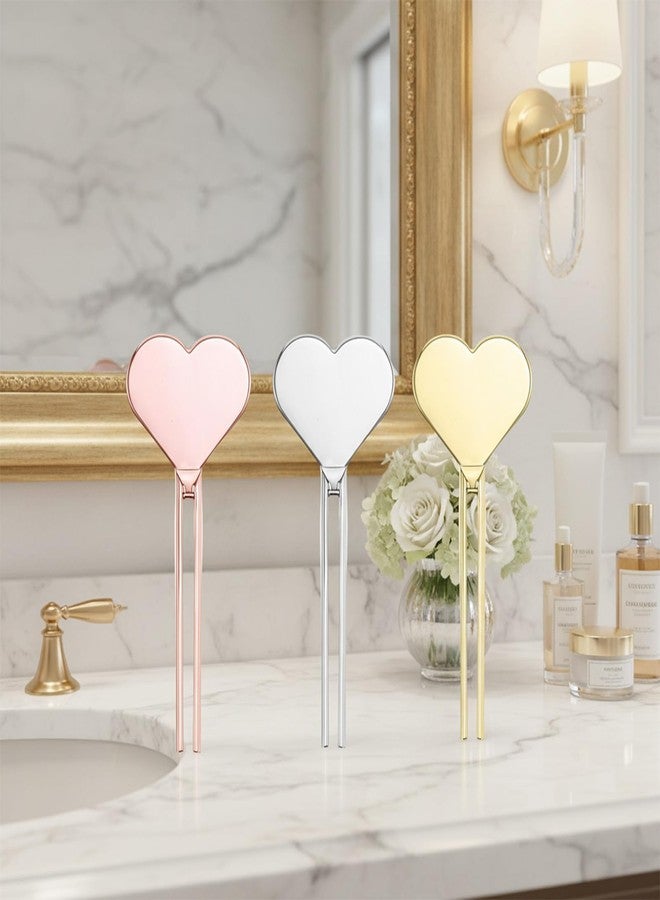 Yolev 3 Pcs Metal Manual Toothpaste Squeezer Heart Metal Tube Squeezer Rolling Key Tube Key Squeezer Hand Cream Key for Bathroom Cosmetic Aids Accessories (Gold, Silver, Rose Gold) - Image 2