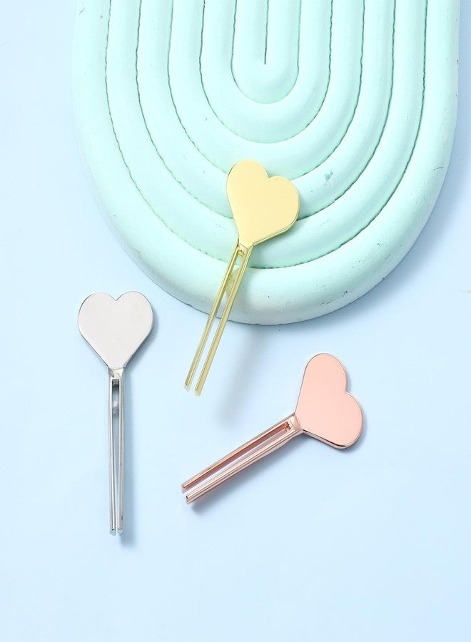 Yolev 3 Pcs Metal Manual Toothpaste Squeezer Heart Metal Tube Squeezer Rolling Key Tube Key Squeezer Hand Cream Key for Bathroom Cosmetic Aids Accessories (Gold, Silver, Rose Gold) - Image 4