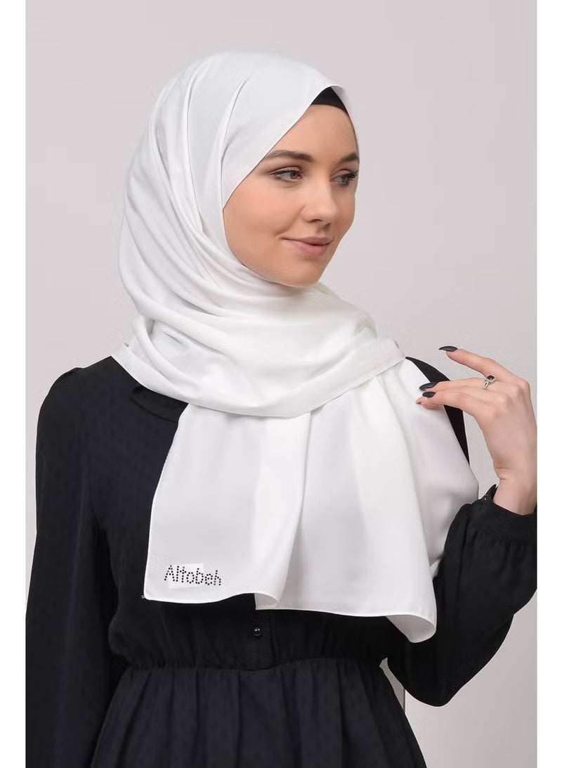 Altobeh Medina Silk Plain Hijab Shawl-White - Image 2