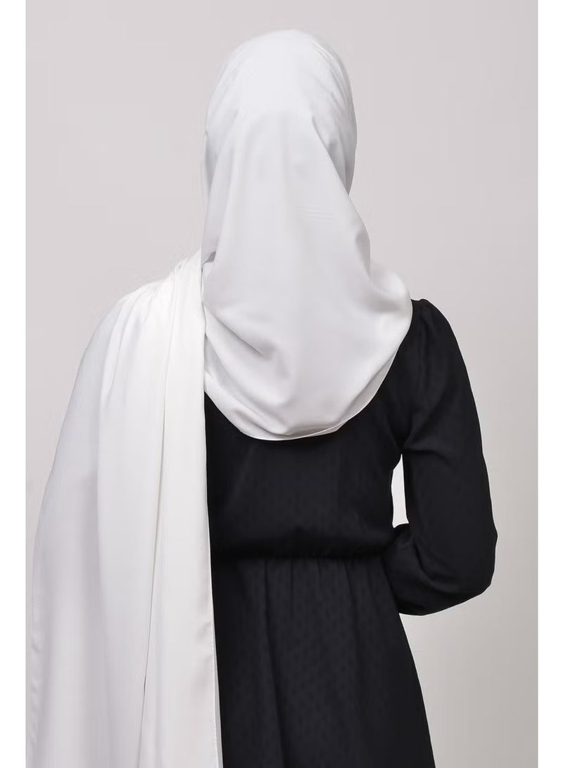 Altobeh Medina Silk Plain Hijab Shawl-White - Image 5