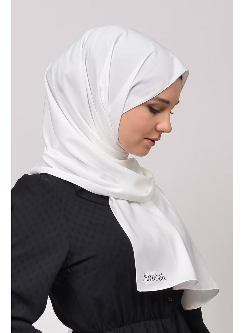 Altobeh Medina Silk Plain Hijab Shawl-White - Image 4