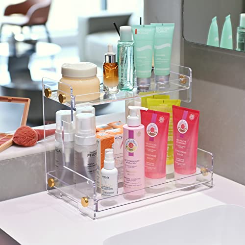 FFK Bathroom Organizer Countertop 2-Tier Storage：Bathroom Counter Organizer Acrylic Standing Holder Cosmetic Storage Perfume Shelf for Bathroom Bedroom Dressing Table1 - Image 3