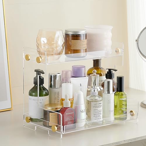 FFK Bathroom Organizer Countertop 2-Tier Storage：Bathroom Counter Organizer Acrylic Standing Holder Cosmetic Storage Perfume Shelf for Bathroom Bedroom Dressing Table1 - Image 1
