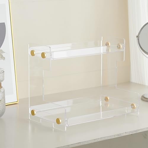 FFK Bathroom Organizer Countertop 2-Tier Storage：Bathroom Counter Organizer Acrylic Standing Holder Cosmetic Storage Perfume Shelf for Bathroom Bedroom Dressing Table1 - Image 4