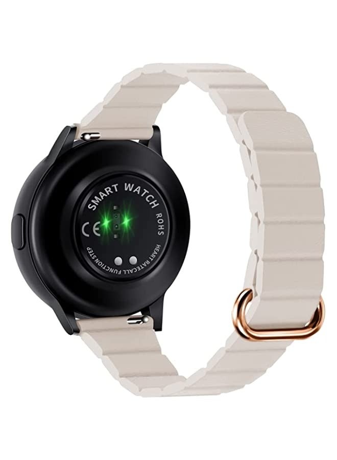 Band For Samsung Galaxy Watch3 45mm 22mm Magnetic Buckle Leather Watch Band Rose Gold Starlight - Image 1
