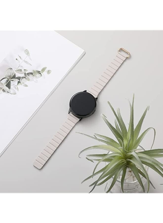 Band For Samsung Galaxy Watch3 45mm 22mm Magnetic Buckle Leather Watch Band Rose Gold Starlight - Image 2