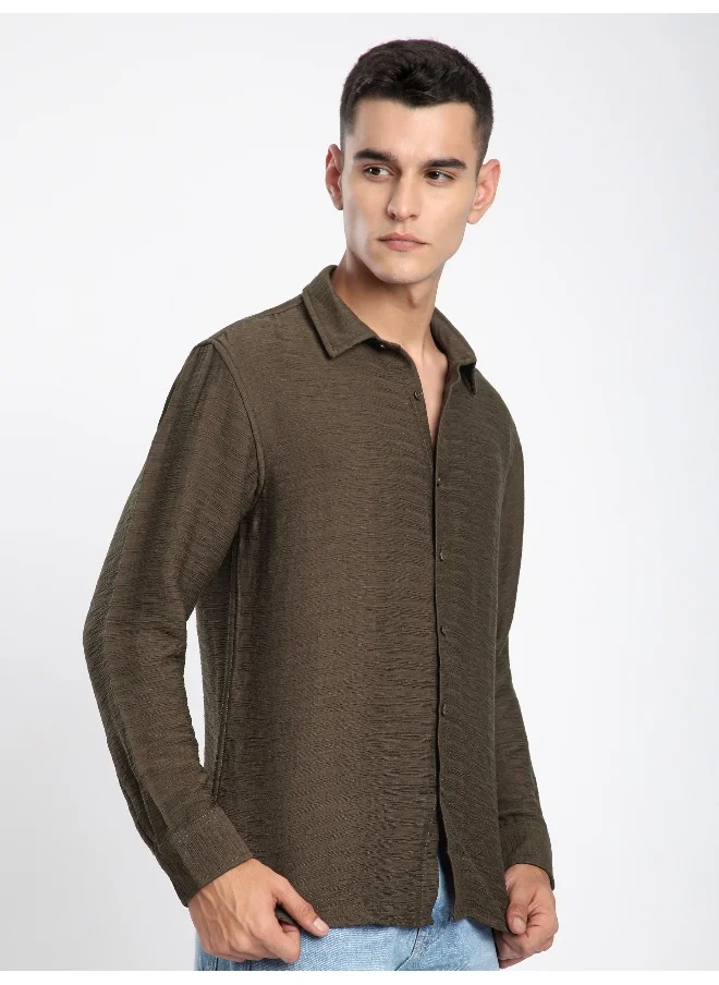 بيونغ Caramel Brown Crinkled Shirt