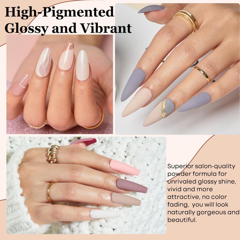 Modelones 42 Pcs Dip Powder Nail Kit Starter, 30 Colors Popular Nude Pink Dipping Powder Essential Liquid Set with Top/Base Coat Activator Brush Saver Manicure Tool for French Nail Art DIY Salon Gifts - Image 2