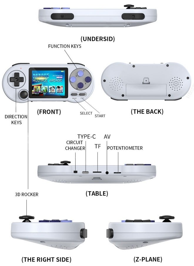 3-inch SF2000 3-inch game console TV game console 16-bit street built-in 8000+ games retro games portable handheld game console doubles with small handle