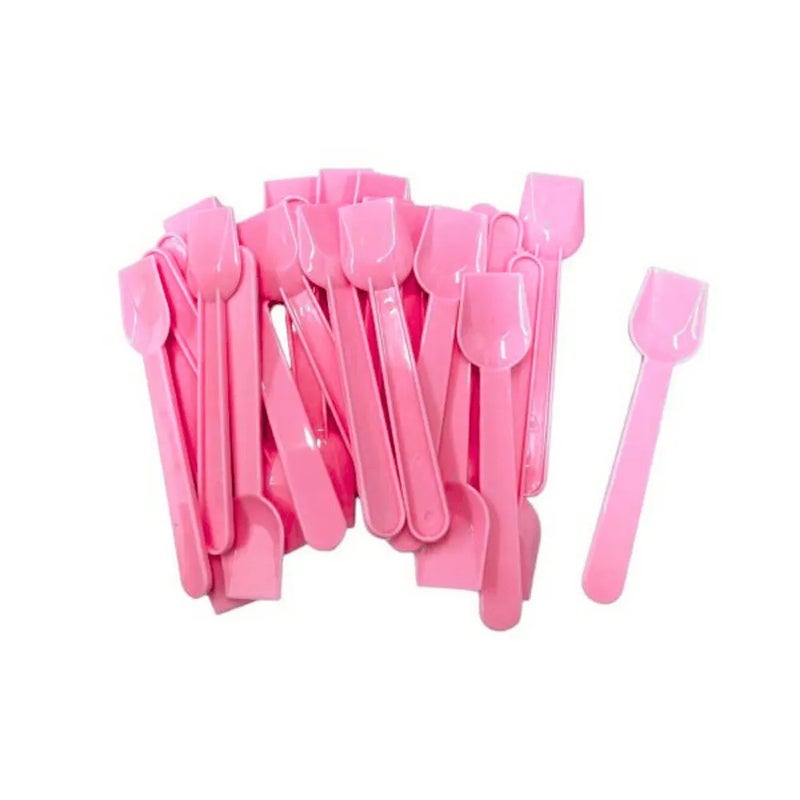 Plastic Small Disposable Mini Ice Cream Spoon 48pcs- Pink