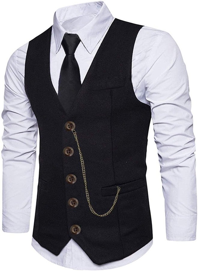 EFORLED Halloween 1920s Mens Costume 2025,Gatsby Gangster Vest,Vintage Pocket Watch,Pre Tied Bow Tie,Tie, Twvest-twbkhat, XL - Image 3