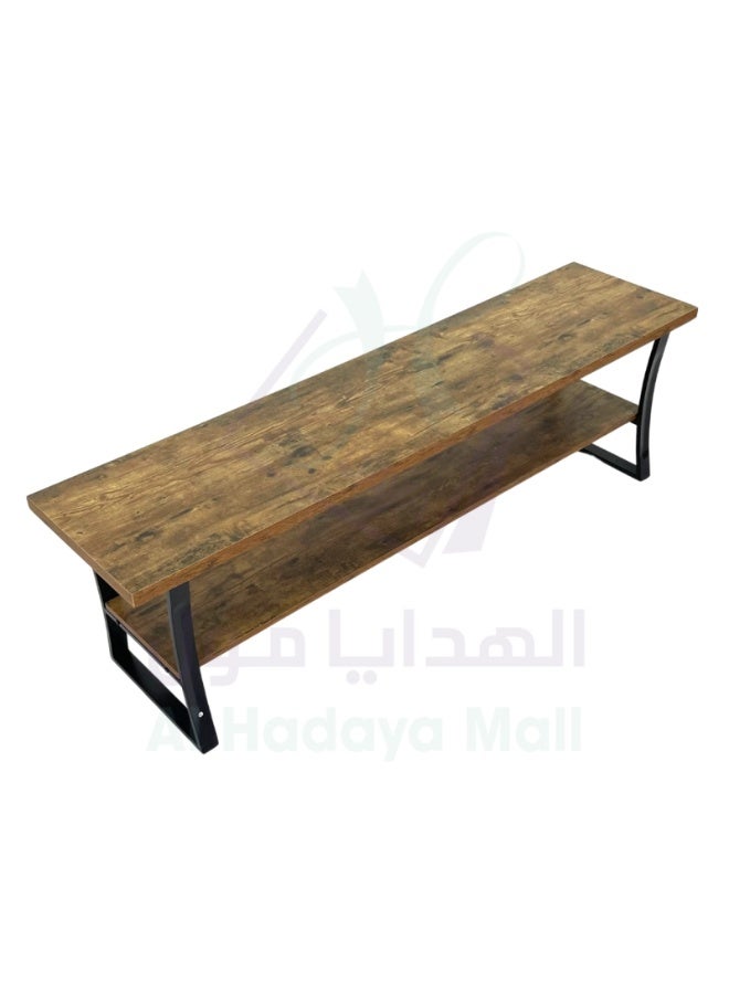 AL Hadaya Mall Classic Design Two-Tier Plasma TV Table - Honey Brown - 160x40x50cm - Image 5