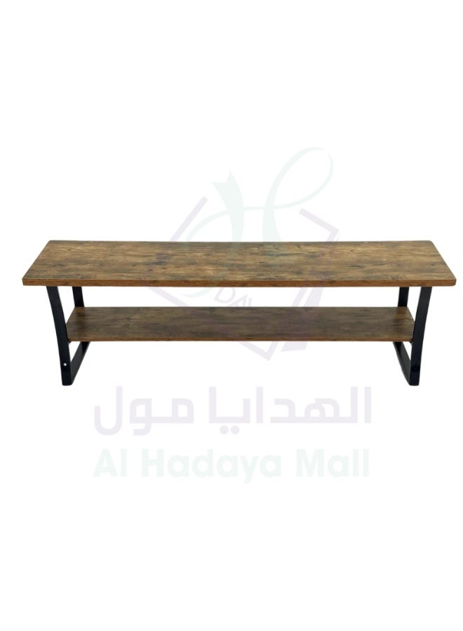 AL Hadaya Mall Classic Design Two-Tier Plasma TV Table - Honey Brown - 160x40x50cm - Image 4