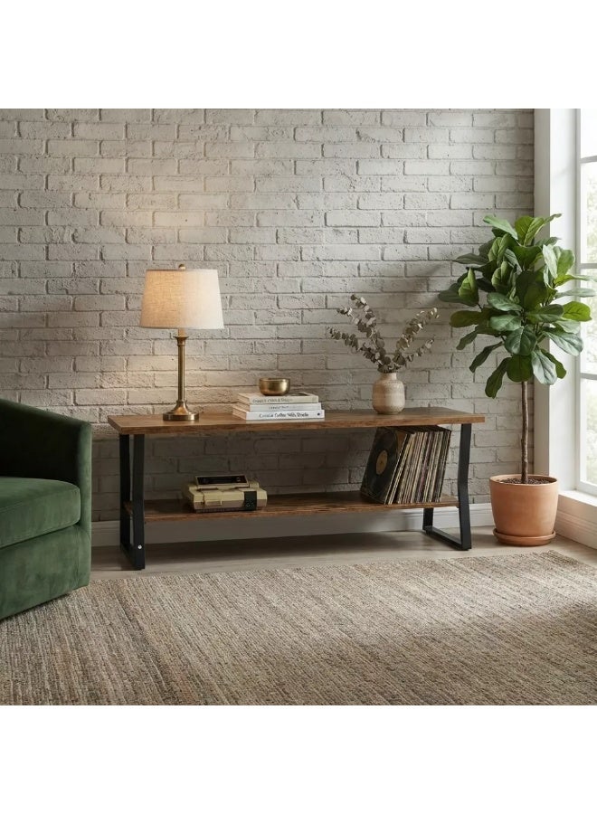 AL Hadaya Mall Classic Design Two-Tier Plasma TV Table - Honey Brown - 160x40x50cm - Image 2