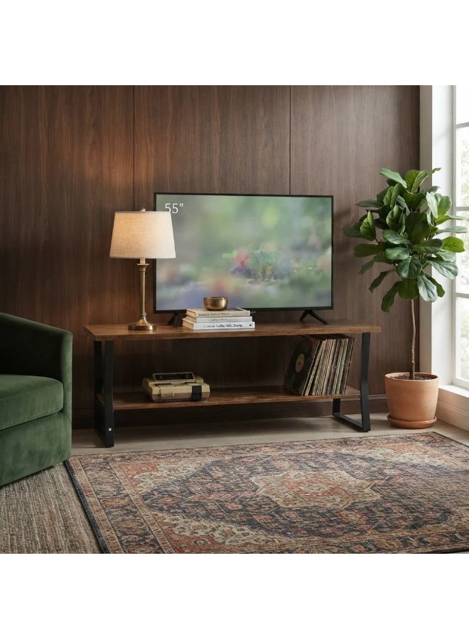 AL Hadaya Mall Classic Design Two-Tier Plasma TV Table - Honey Brown - 160x40x50cm - Image 1
