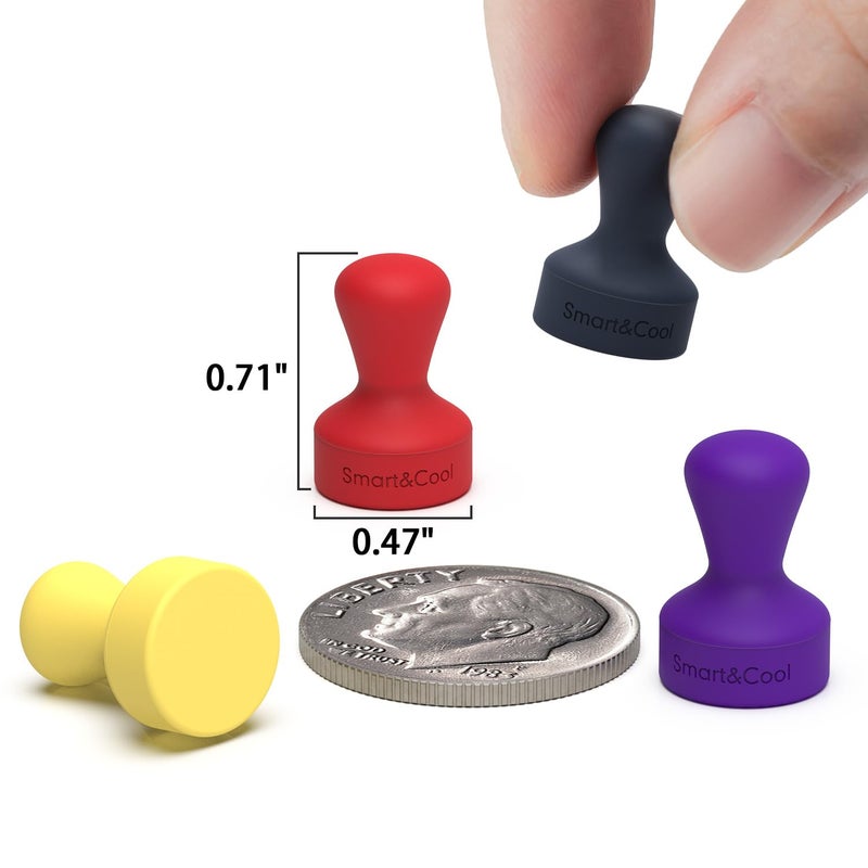 SMART&COOL Silicone Anti Scratch Push Pin Refrigerator Magnets, Thumbtack Magnets for Fridge, Dry Erase Board, Whiteboard, Office, Classroom, School (20 Pack, Multi) - Image 2