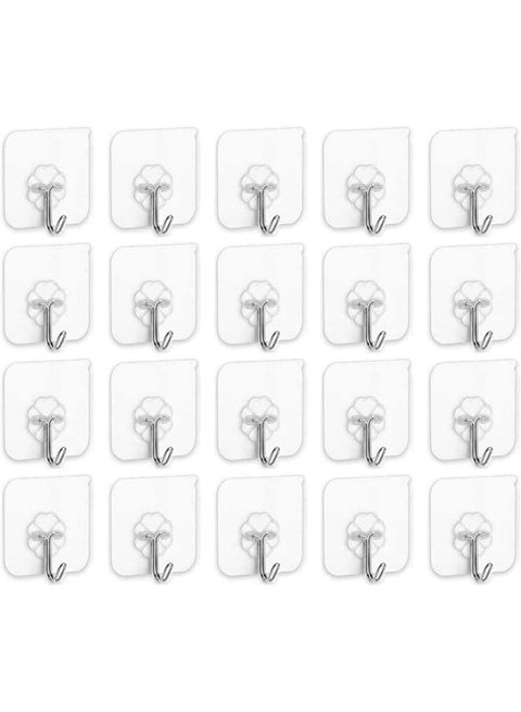 Adhesive Hooks Heavy Duty Wall Hooks 20Pack 8Kg Max, Self Adhesive Hook