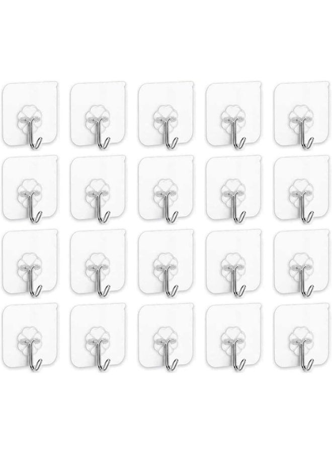SKY-TOUCH Adhesive Hooks Heavy Duty Wall Hooks 20Pack 8Kg Max, Self Adhesive Hook  - Image 1