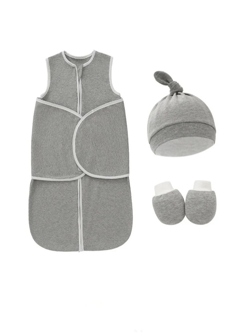 DOOKOO 5 PCS Newborn Sleepsack Swaddle Blanket Baby Swaddling Wrap Infant Babies Sleeping Bag with Hat and Anti-grasping Gloves for Boy Girl Soft Cotton Sleep Sack,S  - Image 1
