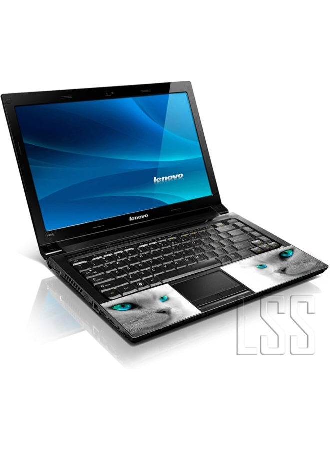 LSS Laptop 15 15.6 Skin Cover with Colorful Blue Eyed Cat Pattern for HP Dell Lenovo Apple Asus Acer Compaq - Fits 13.3" 14" 15.6" 16" (2 Wrist Pads Free) - Image 2