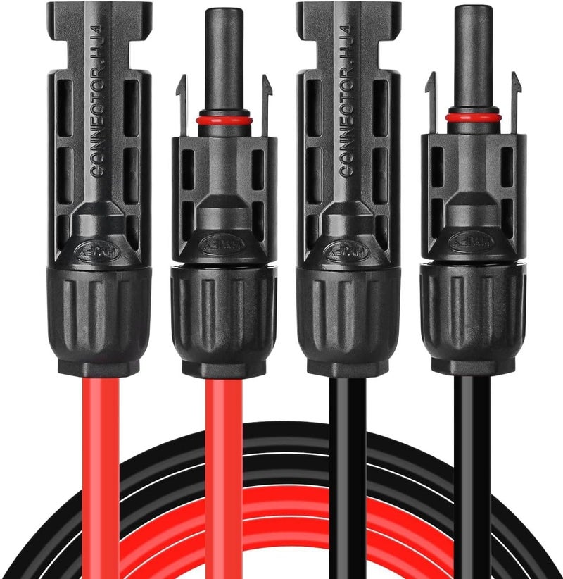 BeideLt 3 Feet 10AWG Solar Extension Cable with Female and Male Connector, Twin Wire Solar Panel Wire Adapter for Home, Shop and RV Solar Panels (3FT Red + 3FT Black) - Image 1