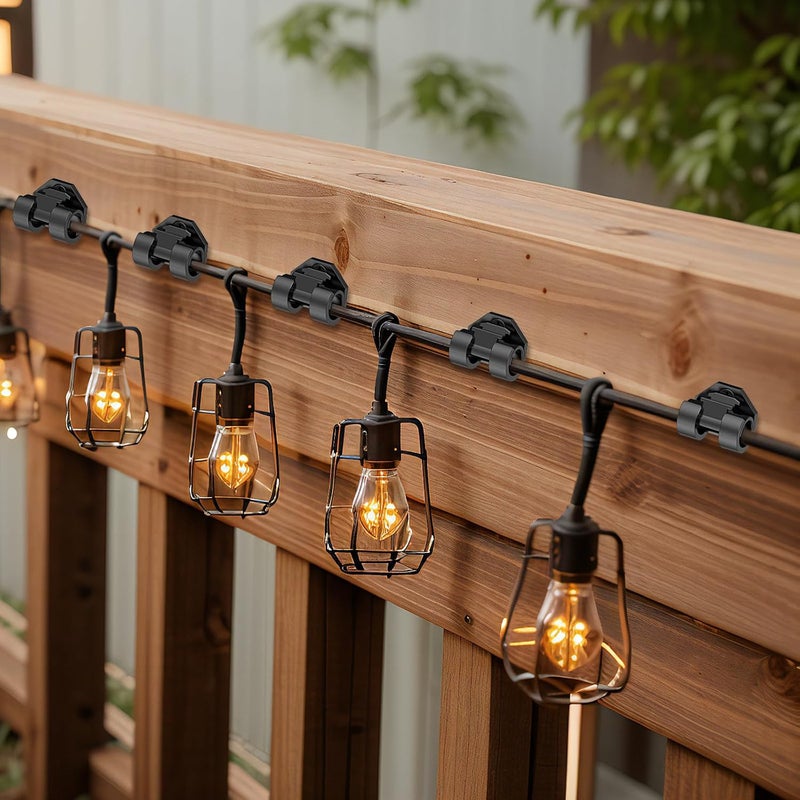 Lewufe Hooks for Outdoor String Lights Clips, Christmas Light Clips Weatherproof, Lights Hanger Hooks for Hanging Christmas Light, Fairy Light, Cable, Holiday Decor - Black, 50 Pack - Image 2