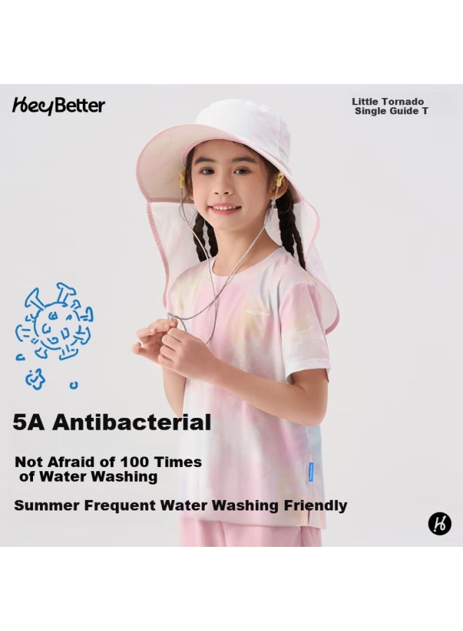 Heybetter Kids' Cyclone Moisture-Wicking T-Shirt Coral Pink (Pink Print) 130 - Image 5