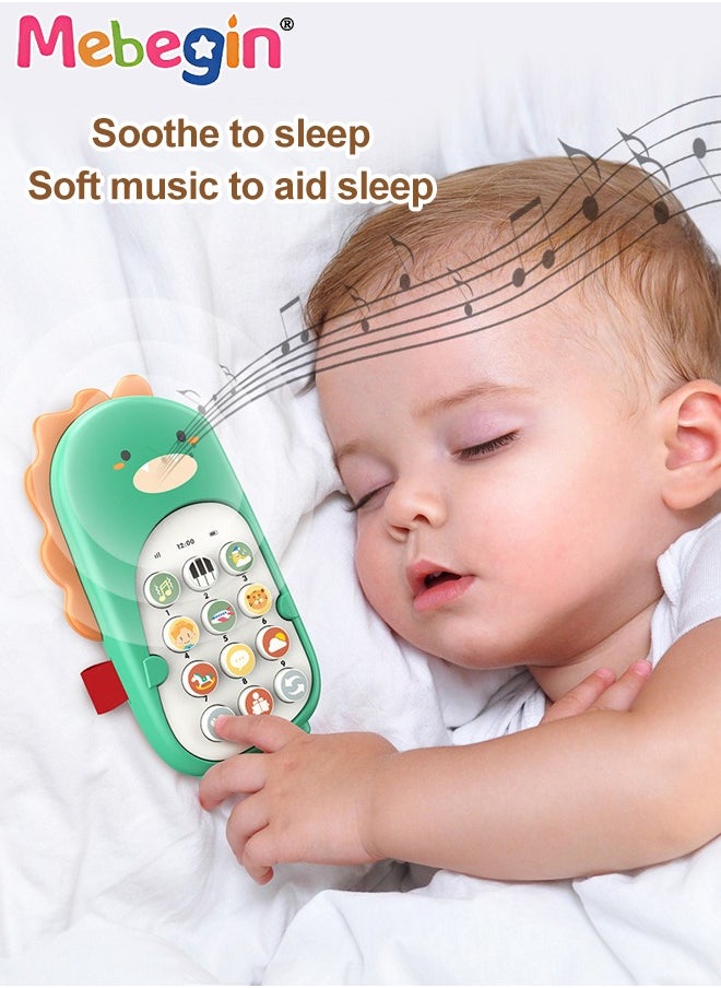 MEBEGIN Smart Early Education Mobile Phone, Teething Phone Toy for Babies, Dinosaur Phone Toys with Light and Sound, Portable Preschool Learning Phone with 2 models and 12 Function Buttons, Ideal Gift for Kids Aged 6 Month+, 3 AAA Batteries(not included), 8*14.2cm  - Image 5