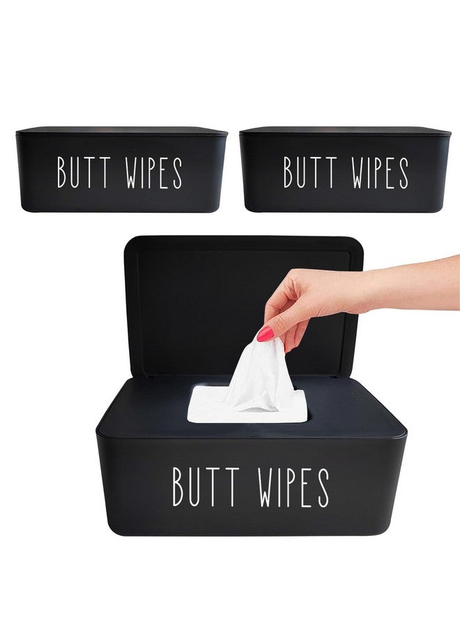 Moorfowl 3 Pack Baby Wipe Holder 7.28" L * 4.80" W * 2.75" Butt Wipes Dispenser for Bathroom Flushable Wipes Container Simple Aesthetic Diaper Wipes Holder - Image 1