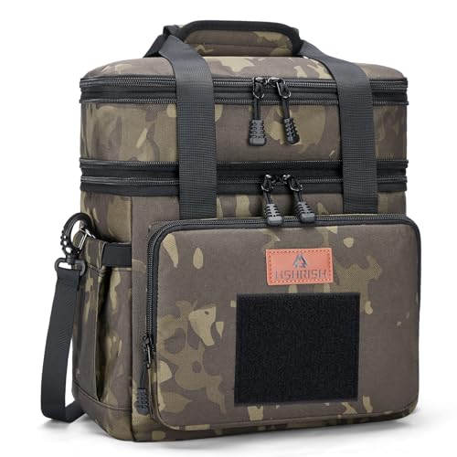 HSHRISH Xlarge Expandable Tactical Lunch Box for Adults Durable Insulated Lunch Bag with Lots of Storage Space for Men Work Office Outdoor Picnic Trips Camping22 L BlackCamo