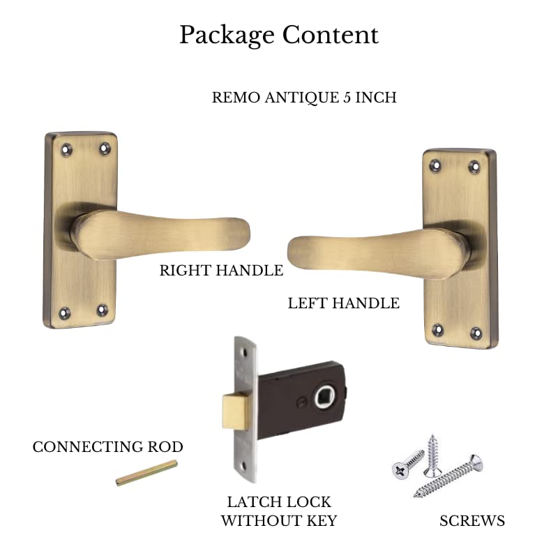 SARDAR Remo Antique 5" Iron Baby Latch Keyless Bathroom Door Handle Set/Mortise Door Pull Handle With Baby Latch - Image 3