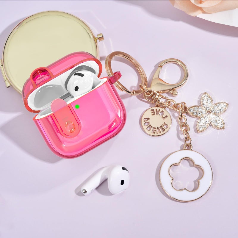 VISOOM (with Safety Lock) Clear Case Compatible with Cute Apple Airpods 4 Cases 2024 Women, VISOOM Soft TPU Transparency Air pods 4 Gen Case iPods 4 Earbuds Case Girl Bling Keychain for Airpod iPod 4th Gen - Image 2
