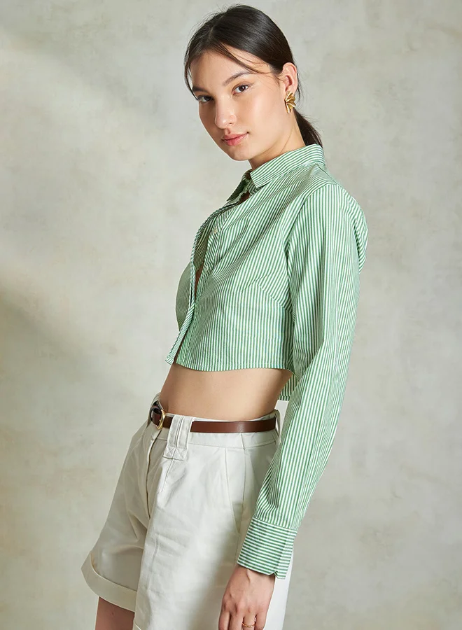 Virgio VIRGIO 100% Cotton  Curved Hem Cropped Shirt